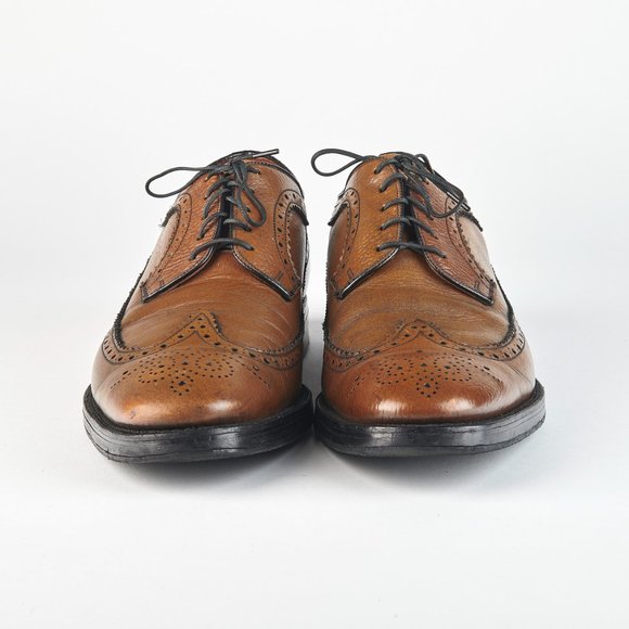 Eatonia Walnut Men's 10 M  LWB Longwing Wingtip Brogue Derby Vibram Goodyear - Picture 2 of 12